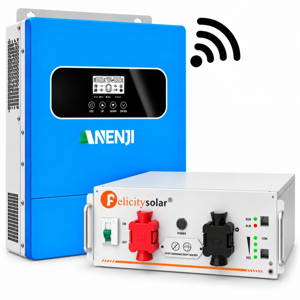 11 кВт LiFePO4 Felicity Комплект резервного живлення: інвертор Anenji + 51,2V/100Ah акумулятор FLA48100UG1 для квартири, офісу